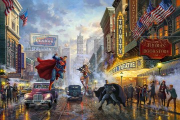 Batman Superman y Wonder Woman Película de Hollywood Thomas Kinkade Pinturas al óleo